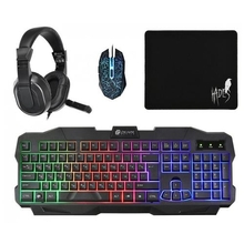 Игровой комплект 4в1 (клавиатура,мышь,гарнитура,коврик) OKliCK HS-HKM200G Hades