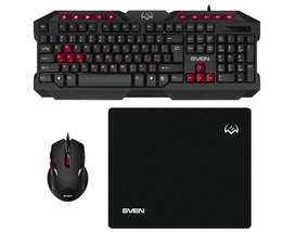 Игровой комплект 3в1 (клавиатура,мышь,коврик) SVEN GS-9200 Black USB