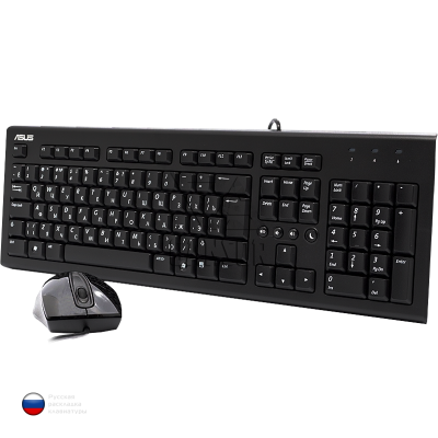 Клавиатура и мышь (проводной комплект) ASUS U2000 Чёрный