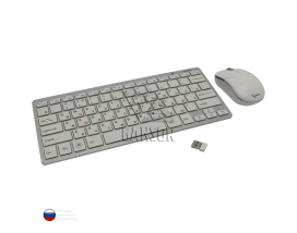 Клавиатура и мышь (беспроводной комплект) Gembird KBS-7001 Белый/Серебристый