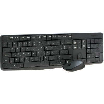 Клавиатура и мышь (беспроводной комплект) Logitech MK235 Чёрный