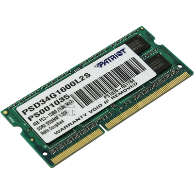 Оперативная память 4 Гб DDR3 1600Mhz Patriot SO-DIMM [PSD34G1600L2S]