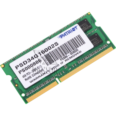 Оперативная память 4 Гб DDR3 1600Mhz Patriot SO-DIMM [PSD34G16002S]
