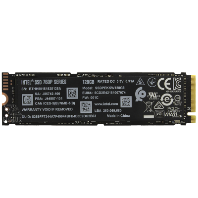 Твердотельный накопитель 128Гб SSD Intel 760p Series [SSDPEKKW128G8XT]